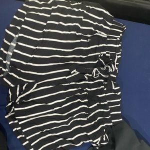 Black and white striped shorts